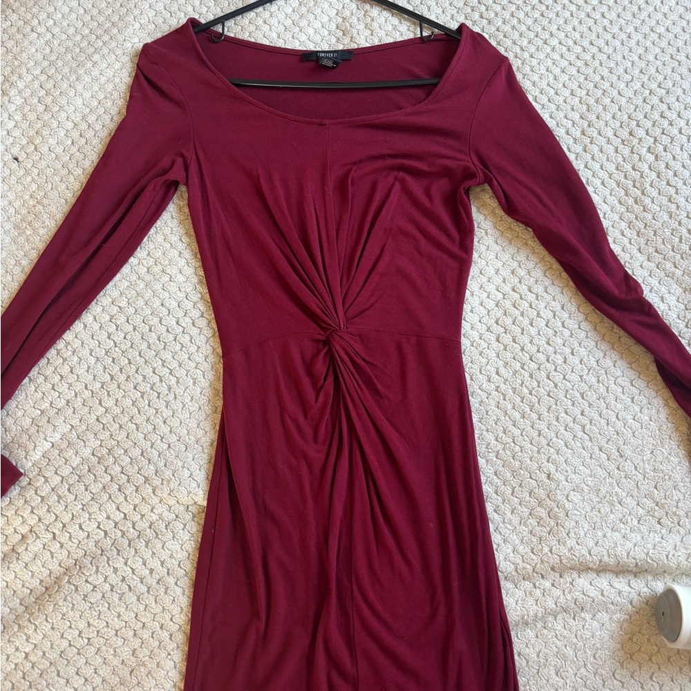 Forever 21 Deep Red Long Sleeve Dress